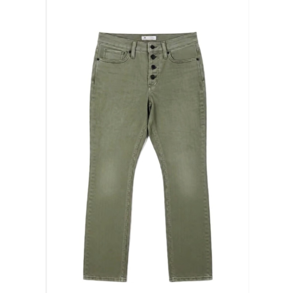 Madewell 9" High Rise Skinny Crop Button Fly Jeans Womens Size 26 Green Denim